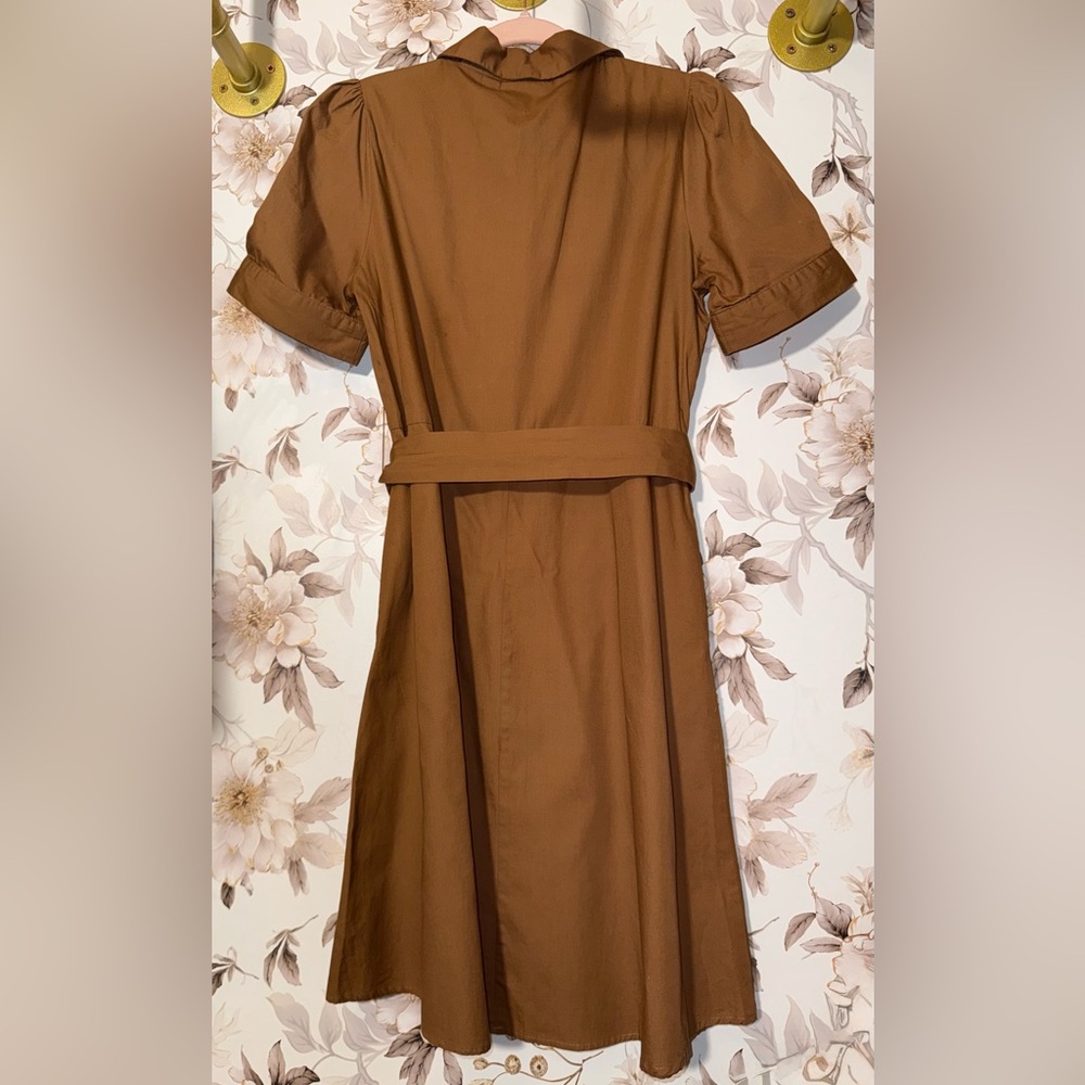 Vila Classic Belted Shirt Dress in Caramel Brown #66 - Picture 4 of 4